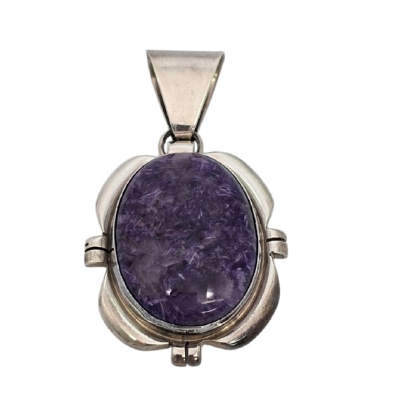 Native American Cecil Sanders Sterling Silver Charoite Pendant #20840 - Picture 1 of 6
